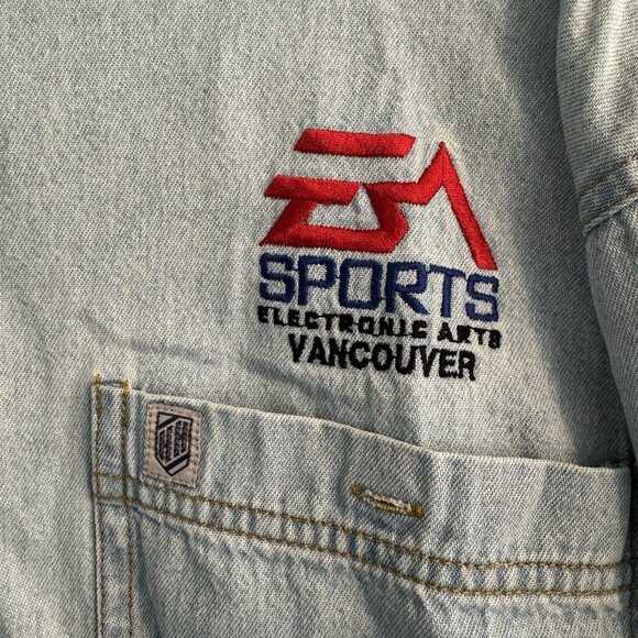 Electronic Arts EA Sports Western Classic Vintage Button Shirt Light Blue Denim - Picture 2 of 7